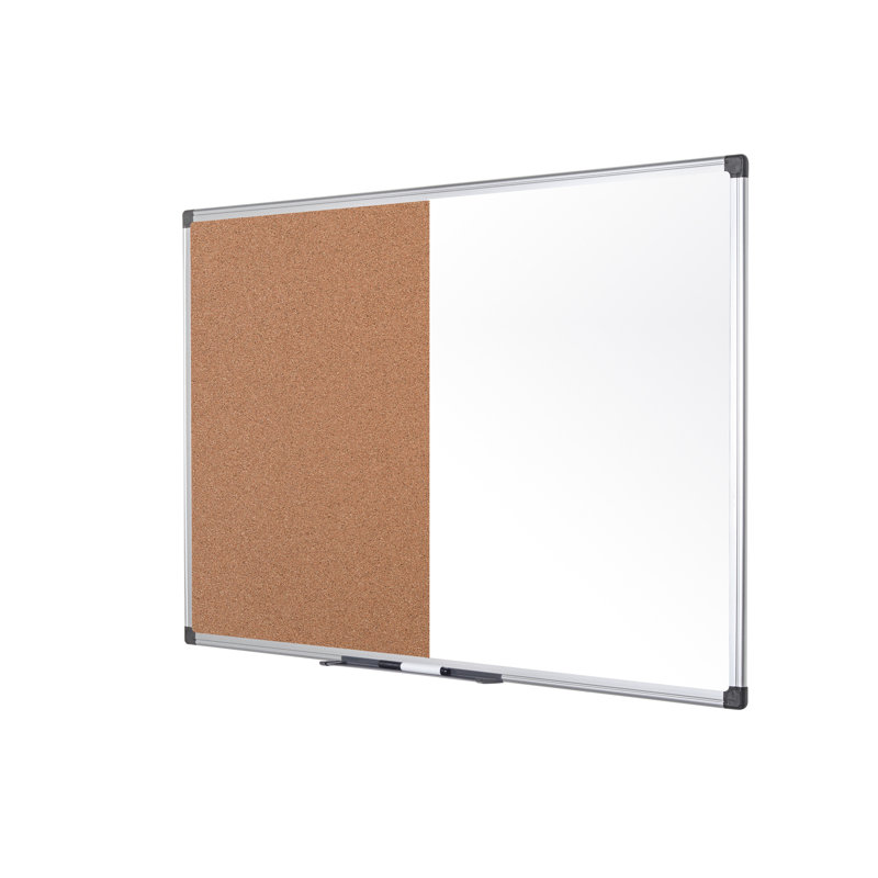 Bi-Office Maya cork/melamine board, 150cm H x 120cm W x 1.8cm D, White