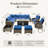 Carolle 13 Piece Patio Sectional Furniture With Swivel Rocking Chairs, Rattan Wicker Coversation Set With Glowing Coffee Table, Outdoor Sofa Set With Fire Pit For Outside Porch Balcony Backyard Pool-2140750613
