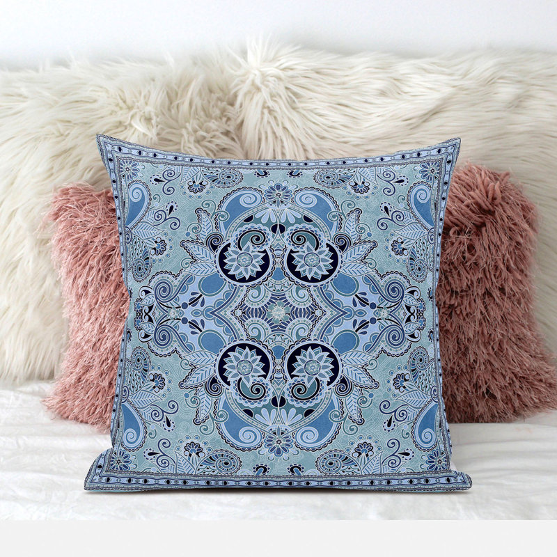 Polyester Throw Square Pillow Cover & Insert, 16" x 16", SkyBlue Gray