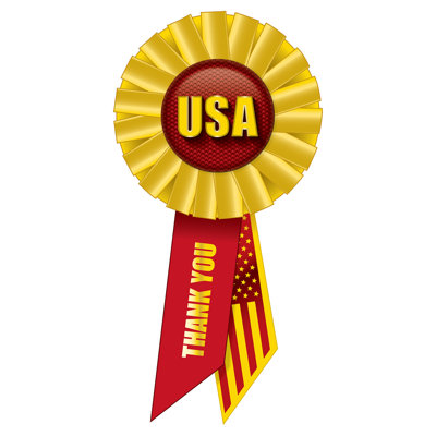 USA Rosette - 3Â¼" - Pack of 6