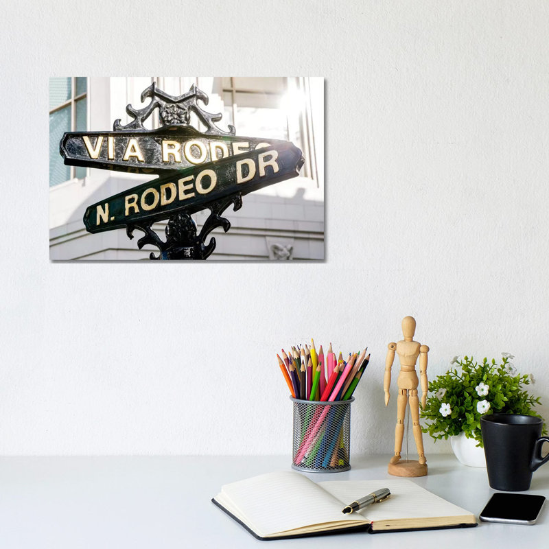 Rodeo Drive Street Sign by Susanne Kremer - Gallery-Wrapped Canvas Giclée on Canvas, 20.32 cm H x 30.48 cm W, Canvas
