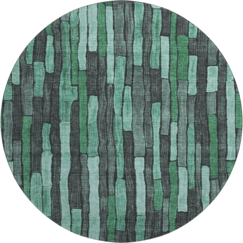 Premium Machine Washable Kumbhar AMF1301 Stripes Rug, Round 8'