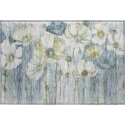 Premium Machine Washable Prisco Blue Rug