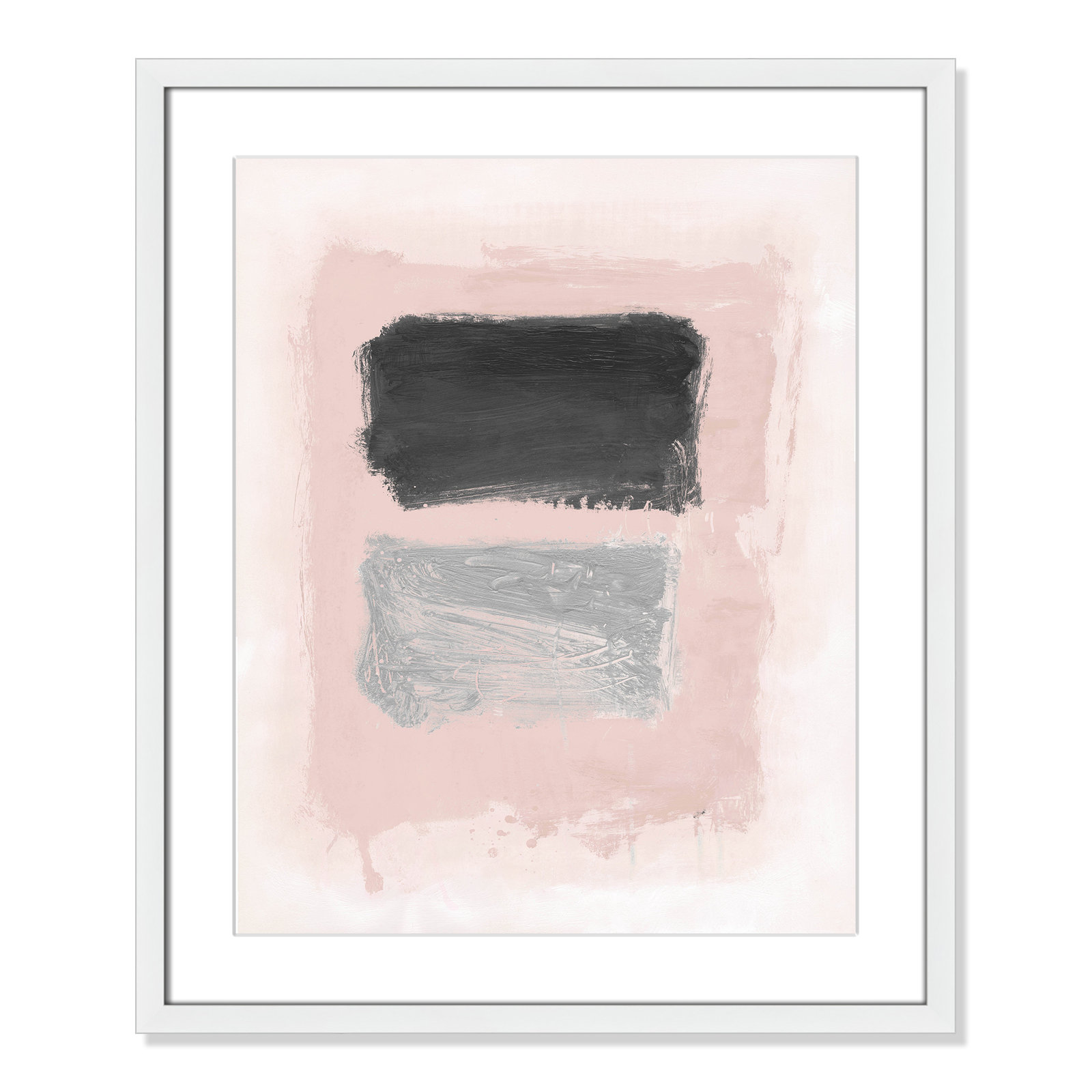Pink, Black and Silver Shimmer I Print, 25.5" H x 21.5" W x 1.25" D, White Matted Picture Framed