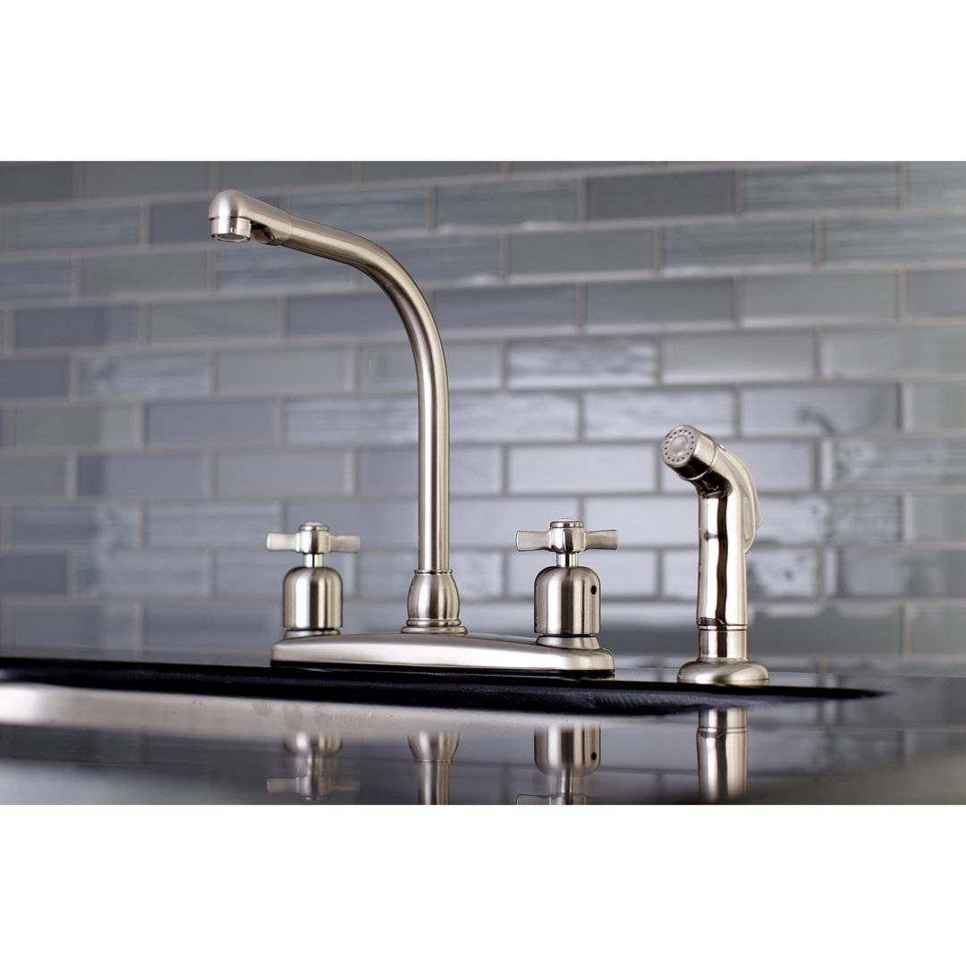 Kingston Brass Millennium Two-Handle 4-Hole 8" Centerset Kitchen Faucet with Side Sprayer Kingston Brass 