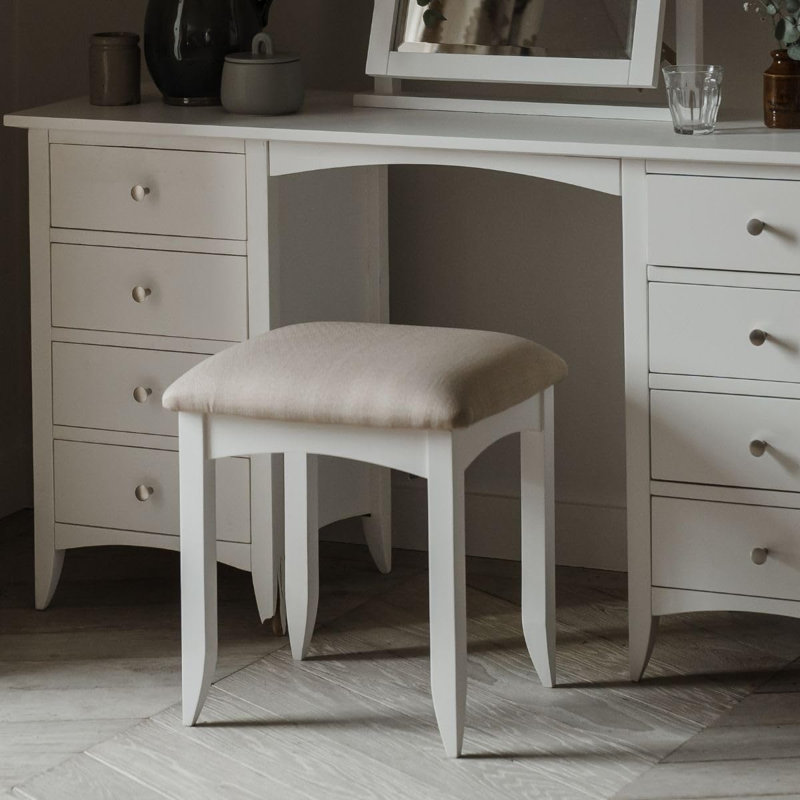Solid Wood Accent Stool, White