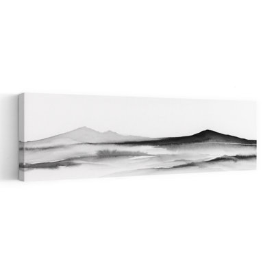 «Misty Mountain Landscape», art minimaliste minimaliste, paysage de montagne