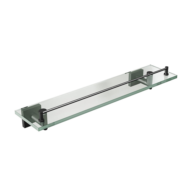 Crater Wall-Mounted Glass Shelf - Brushed Bronze, Premium Brass Construction, Installation Hardware Included, Brushed Bronze