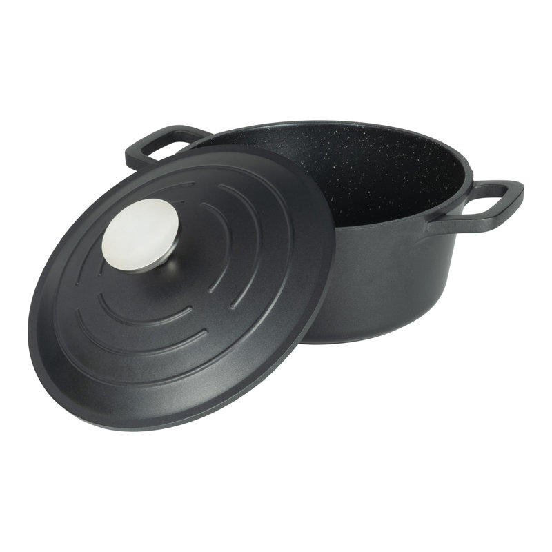 Grunwerg Commichef Non-Stick Cast Aluminum Round Dutch Oven, 2.8l, Black