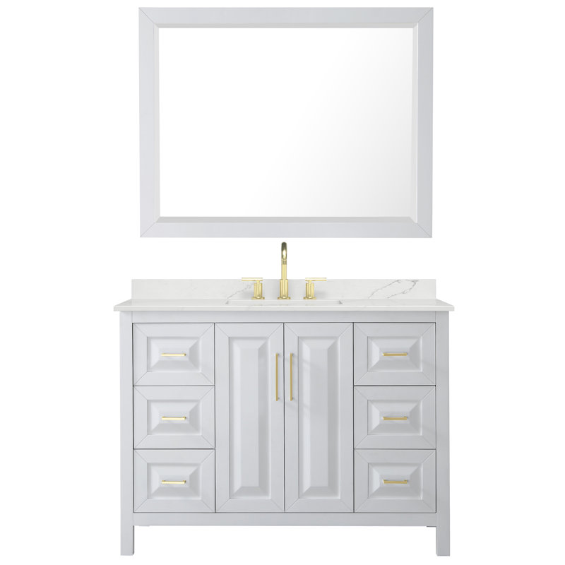 Daria 48'' W Vanity, White, Brushed Gold, Giotto Quartz