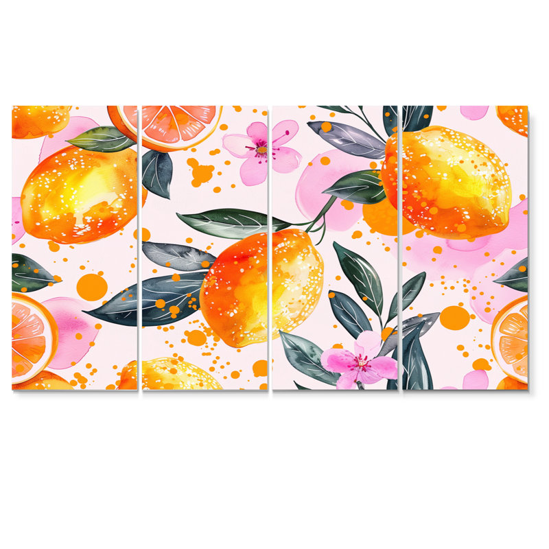 Ensemble de décorations murales jaune et rose, H 32 po x l 64 po
