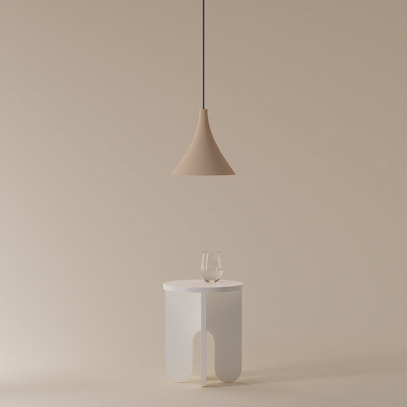Gota Pendant Light, Peach, Black, 14" H x 9.84" W x 9.84" D