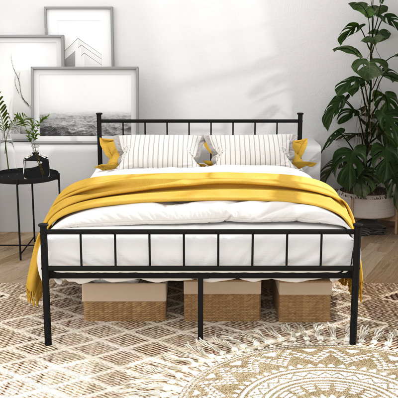Full Size Bed Frame, Headboard And Footboard,Structurally Stable, Under Bed Storage,No Box Spring Needed,Black, Full