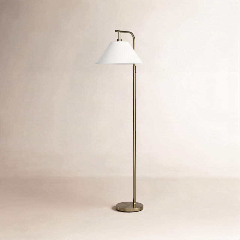 Westwick 58'' Arched Floor Lamp, Antique Brass, White