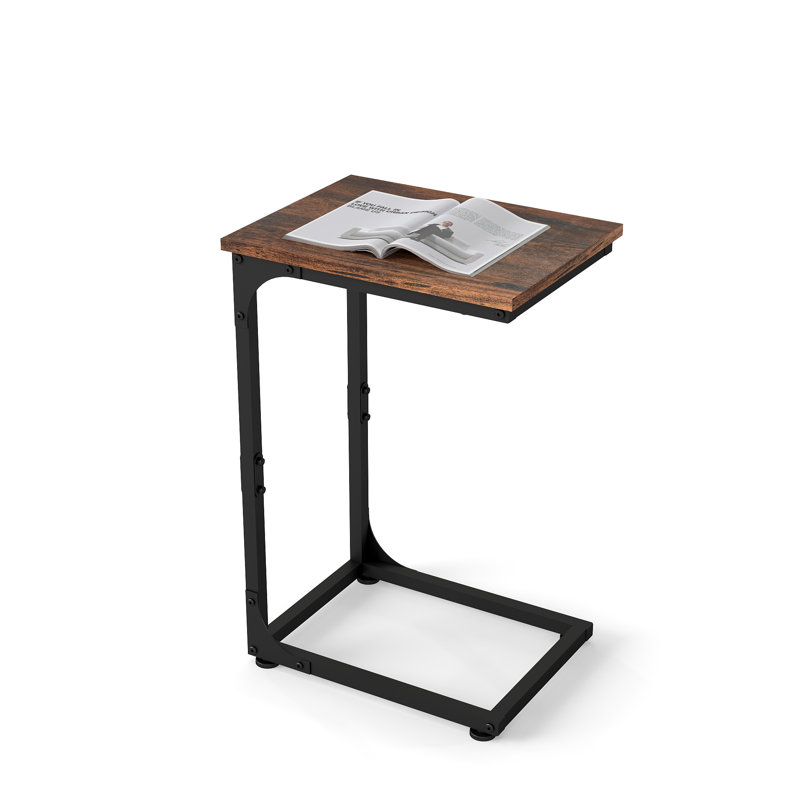 C-Shaped End Table, Dark Brown Wood/Black, Individual