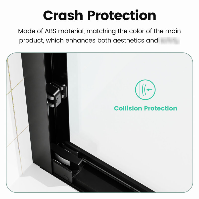 70" H Shower Door - 56"-60"w, Double Sliding, Matte Black, 19mm Round Tube Handle For Comfort Bypass Sliding 56"-60" Adjustable, H, Double Accessories