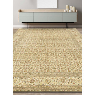 Tapis ivoire noué à la main de haute qualité