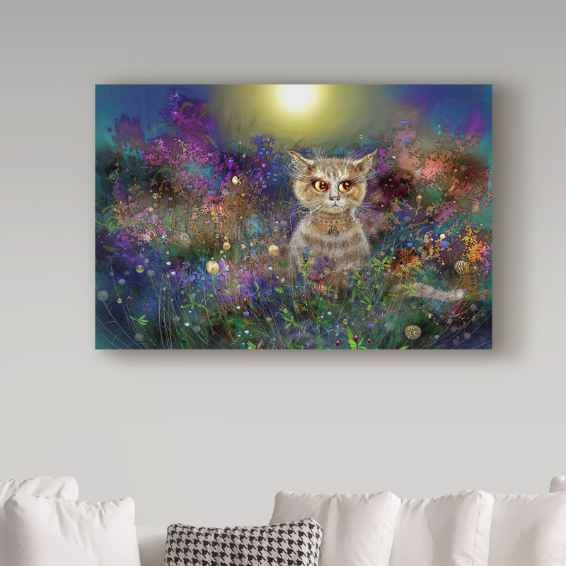 «Night Cat 2» par Juriel, impression sur toile tendue, H 30 po x l 47 po