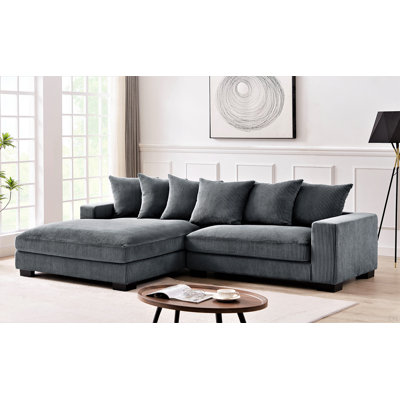 Canapé modulaire surdimensionné deux pièces de luxe Luxe pour salon, canapé en L de 102,4 po avec méridienne, revêtu de velours côtelé