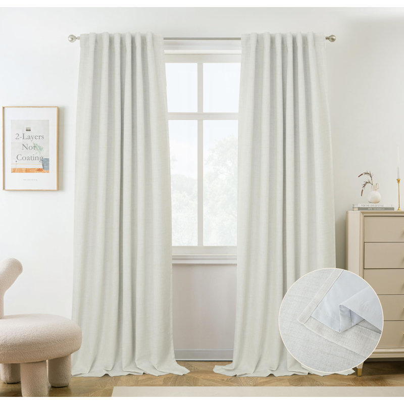 Rideaux occultants 100% naturels Goffredo pour chambre à coucher Double couche Drape Farmhouse, Ivoire ivoire
