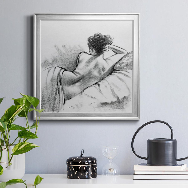 Soft Soft II - peinture sur toile encadrée, Cadre argenté, H 26,5 po x l 26,5 po x P 1,5 po