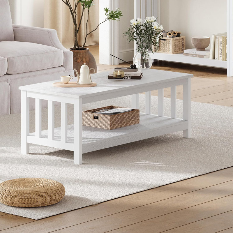 Briaroaks Coffee Table, 18.11" H x 47.2" L x 22.04" W, White, White