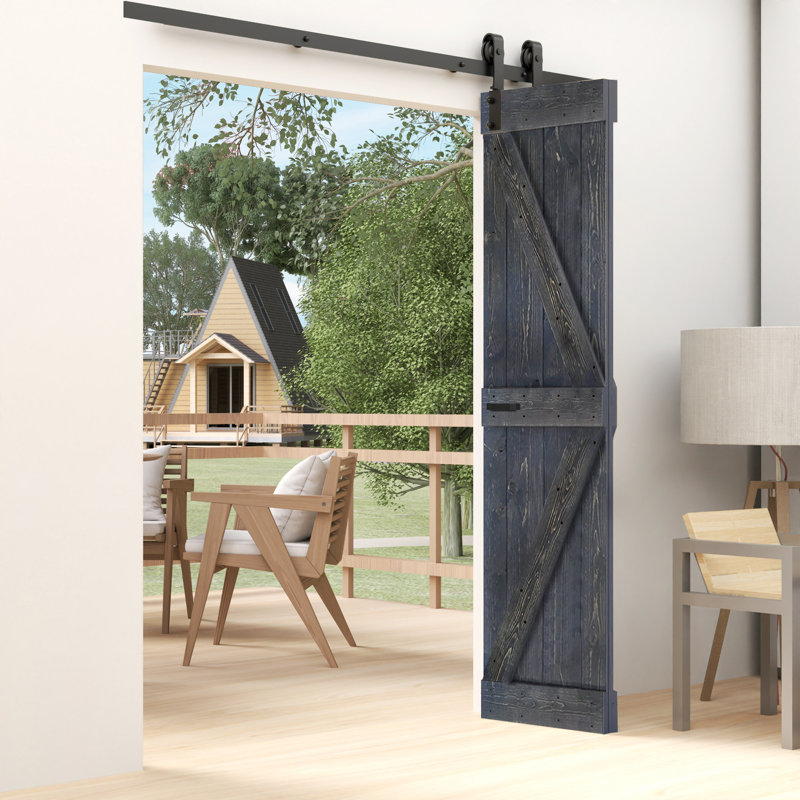 Carbon Gray Solid Wood Bi-Fold Barn Door with Matte Finish