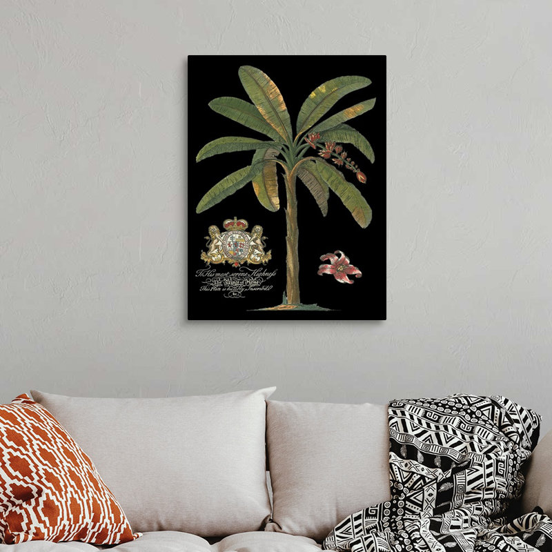 Palmier sur toile II noir, art mural, H 32 po x l 24 po x P 1,25 po, Toile tendue