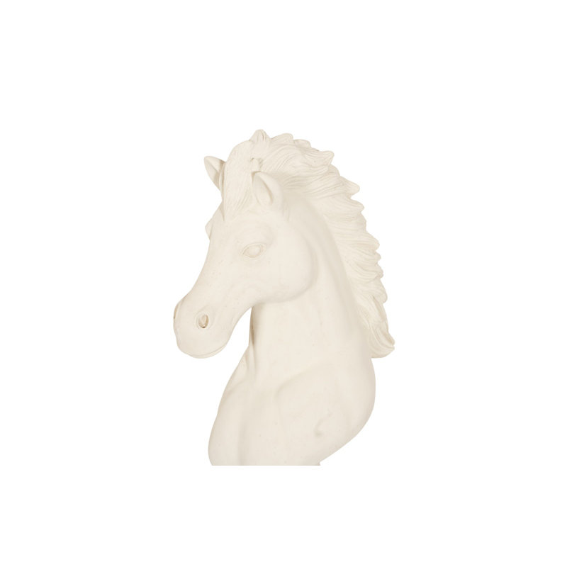 Small Cast Stone Knight Chess Sculpture, Off White