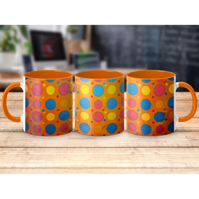 Polka Dot 11oz Accent Coffee Mug, Orange
