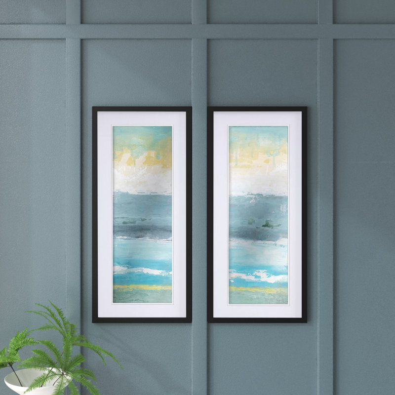 «Beach Walk», ensemble de 2 reproductions de peintures à l'acrylique encadrées