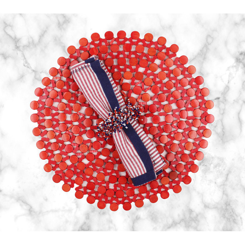 Round Bamboo Placemat, Coral