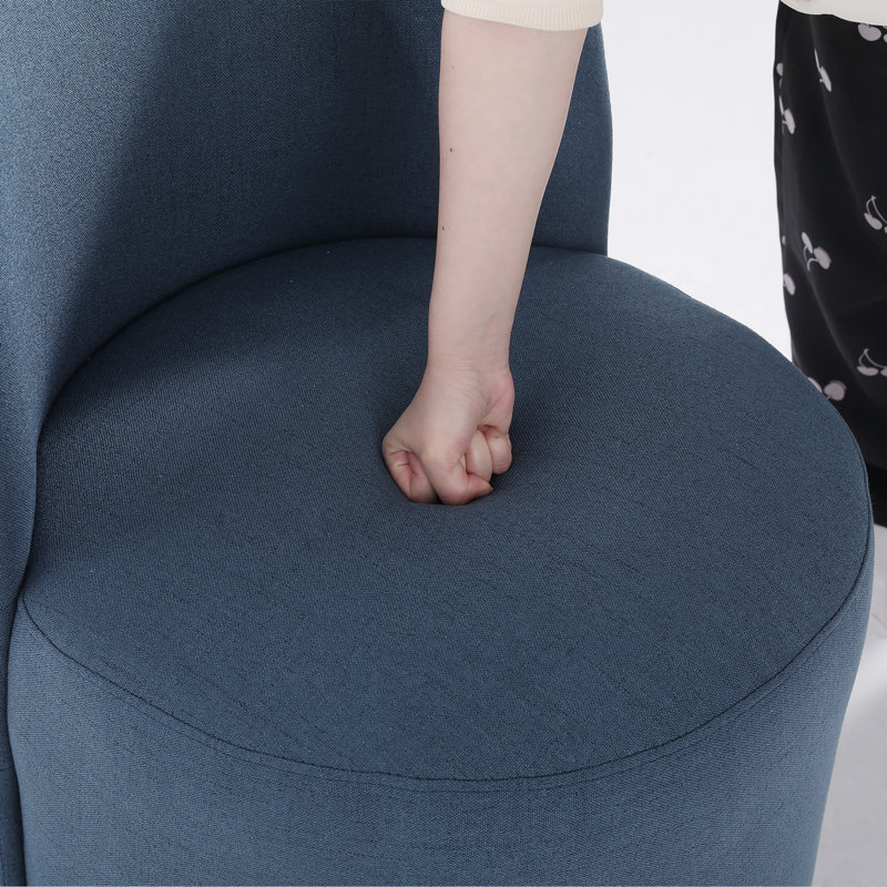 Chaise de salle à manger rembourrée en mélange de polyester bleu marine moderne (ensemble de 2), Lin bleu marine