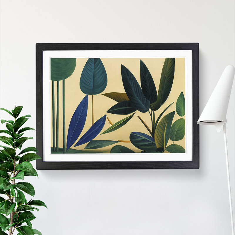 Abstract Jungle Leaves - Framed Print, Black, 25cm H x 34cm W x 2cm D