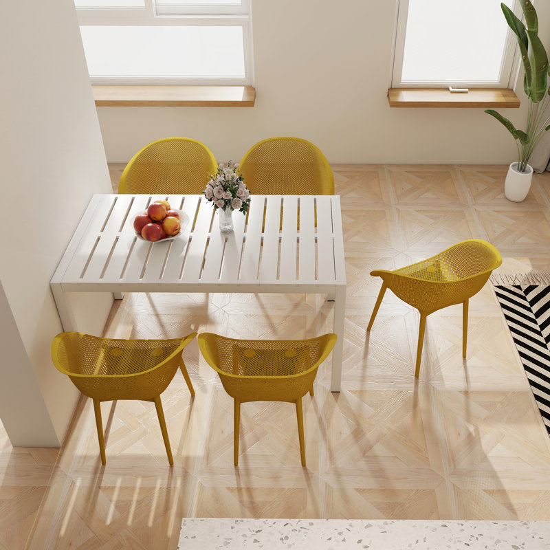 Ensemble de 2 chaises longues modernes en plastique PP toutes saisons, Brun jaunâtre