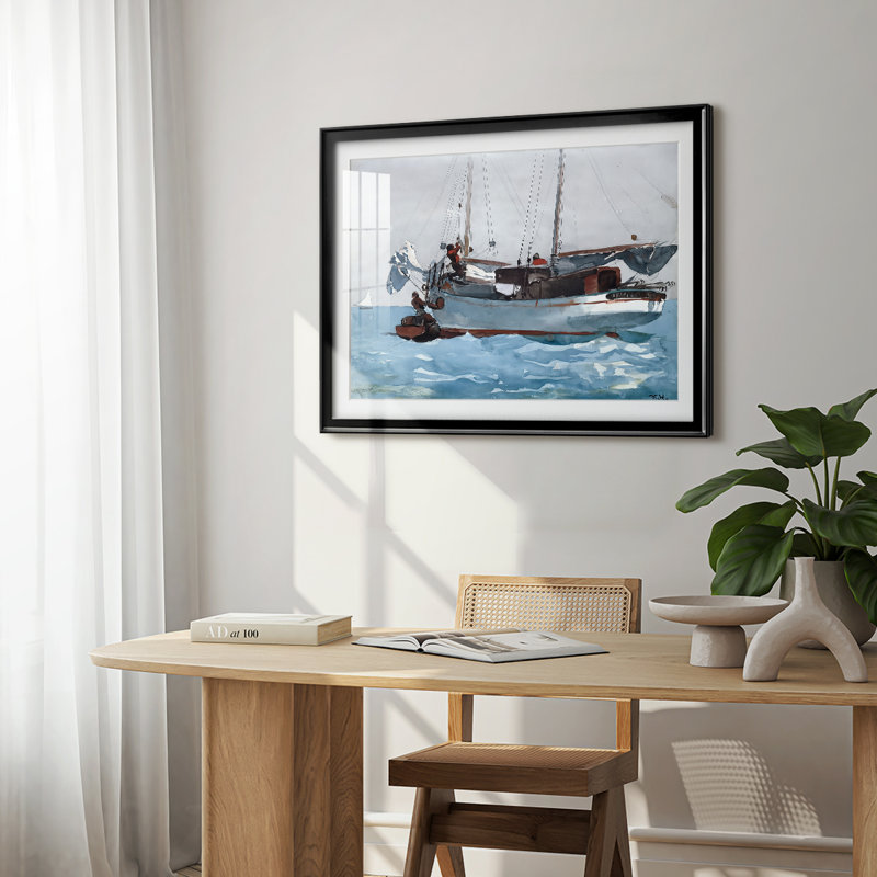 Sloop «Transport» (port de Gloucester) - Winslow Homer - Toile tendue avec châssis - c. 1873, 22,5 x 30,5, Noir