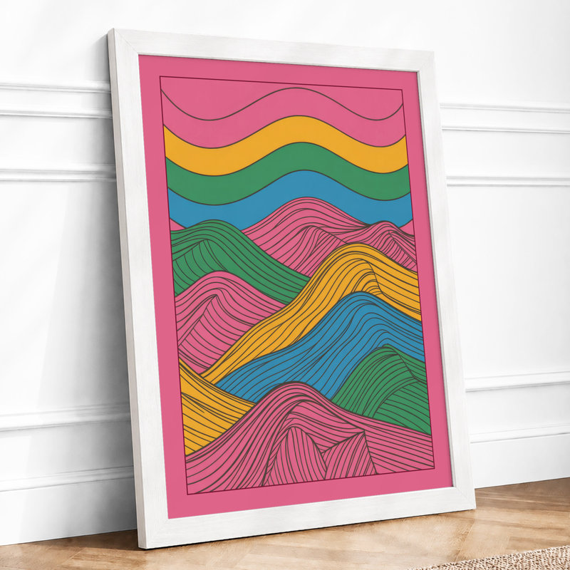 Flowing Landscape Forms Modern - Framed Print, A4 - 29.7 x 21.0 cm, White