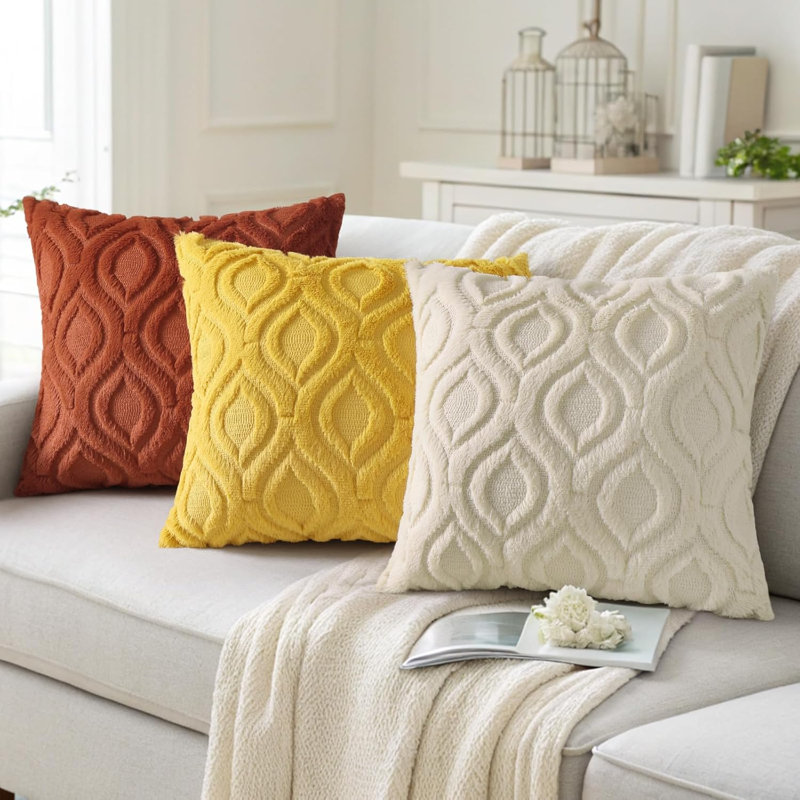 Striped Square Cushion Cover, Yellow