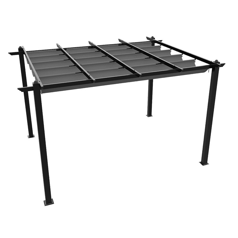 10x20ft Aluminium Pergola with Retractable Roof, 228cm H x 300cm W x 400cm D, Black
