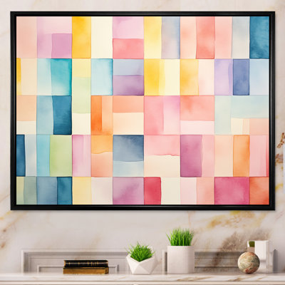 Mid-Century Pastel Color Cubes I - Art mural géométrique