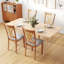 4 chaises de cuisine sans accoudoirs en lin avec structure en bois d'hévéa-573969572-573969432-573969433