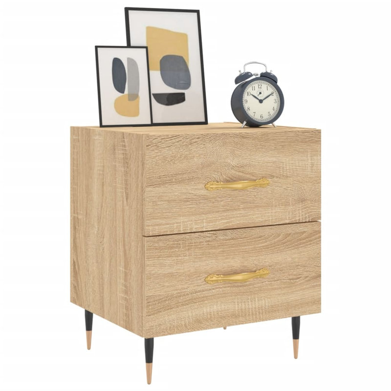 Rydal 40cm W Iron Bedside Table, Sonoma Oak, Individual