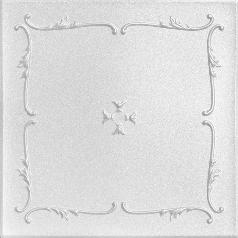 Carreau de plafond en polystyrène collé 1,6 pi x 1,6 pi Spring Buds, Blanc familier