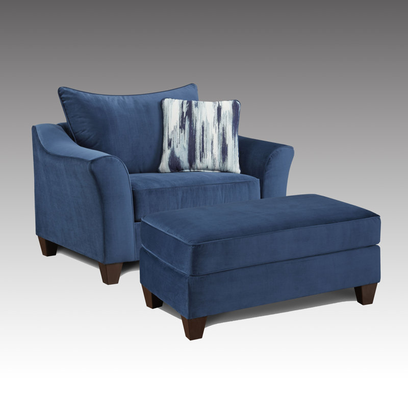 Fauteuil avec repose-pieds de 51 po en polyester Rabelais, Marine