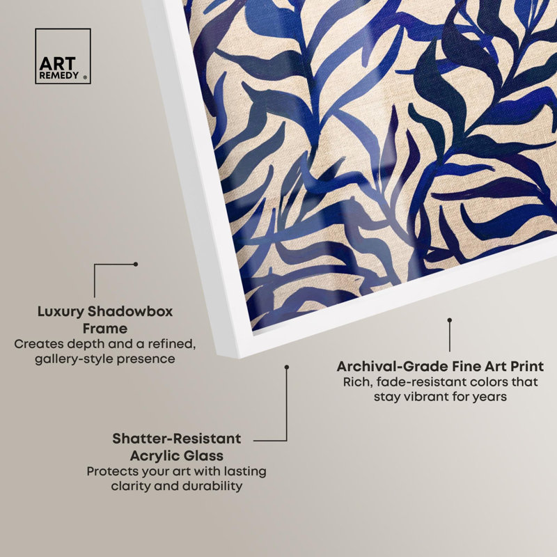Seaweed Blue Decor Shadowbox par Art Remedy, H 21 po x l 17 po, Blanc