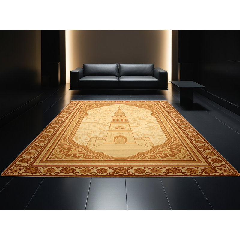 Tapis oriental doux et moelleux de style oriental classique brun et beige Eilerman, 4 x 6