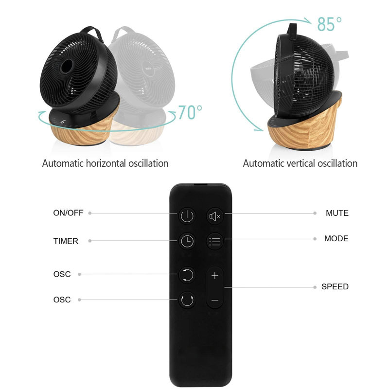 Desk Fan Quiet Air Circulator With DC Motoideal For Bedroom, Home, Office