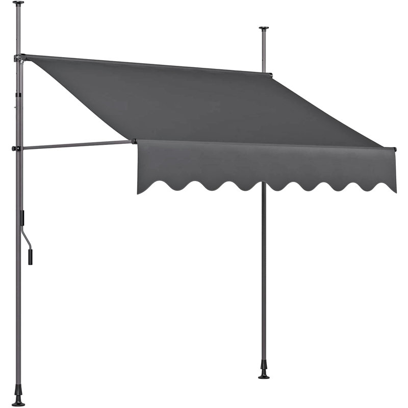 Dakota Fields 300cm W x 120cm D Fabric Dark Grey Cover Retractable Window Canopy