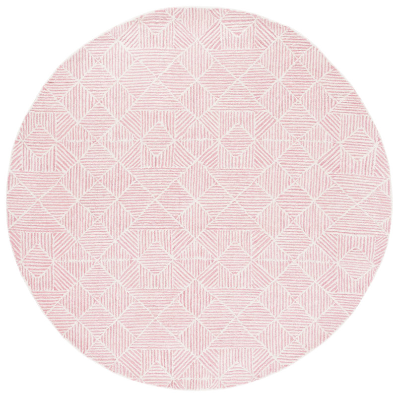 Tapis géométrique en laine touffeté à la main 0,8 po Forage, Rond 6 pi