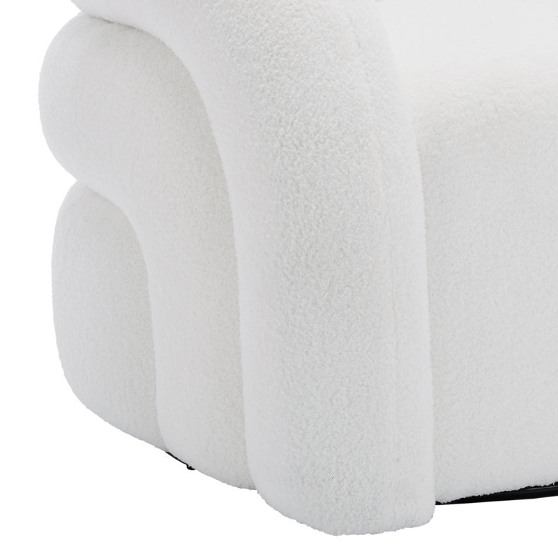 Aunna 83.6Cm Wide Swivel Barrel Chair, White Polyester Blend